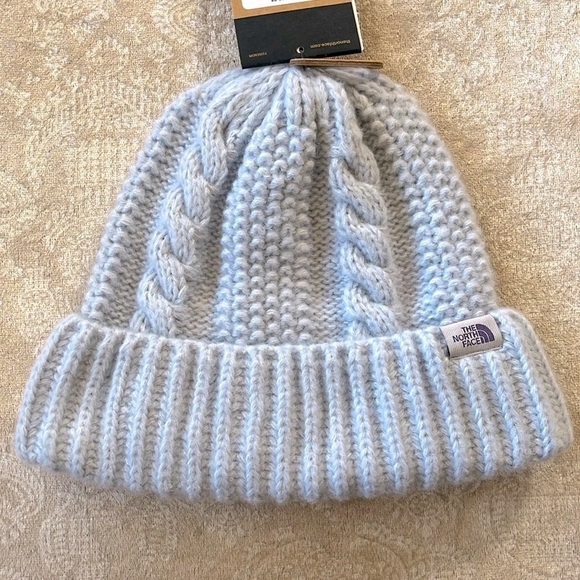 Brand New The North Face Oh Mega Beanie Chunky Cable Knit Dusty Periwinkle Hat - Picture 2 of 14